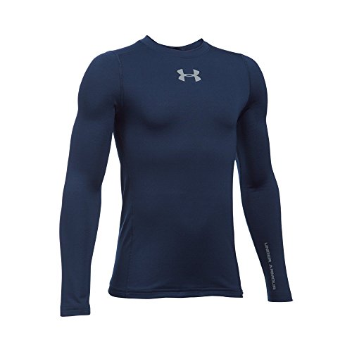 Under Armour Boys' ColdGear Armour Crew, Midnight Navy/Steel, Youth Large