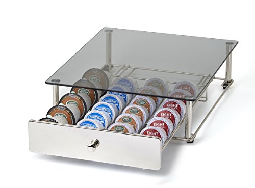 NIFTY KB6590 Glass Top Storage Drawer for Keurig 2.0, Chrome - Thumbnail 2