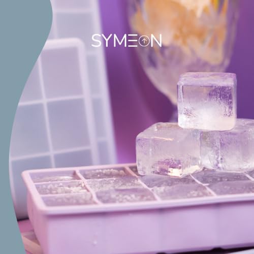SYMEON Forma de Gelo Silicone Com Tampa Livre de BPA Flexivel 15 Cubos de 27ml Cada Prática Resistente e Reutilizável Forma Para Papinha Gelatina Frutas (LILAS)