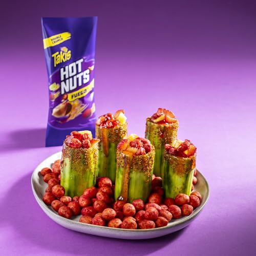 TAKIS HOT NUTS FUEGO DOUBLE CRUNCH PEANUTS, HOT CHILI PEPPER AND LIME ARTIFICIALLY FLAVORED PEANUTS, 3.2 OUNCE BAG