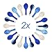 Blue Silver Confetti Balloons Agate Marble Stripe Assorted Colors Party Balloon, 12 Inch Pack of 40, Metallic Latex Balloons for Baby Shower Birthday Wedding NYE Party Decoration Supply, Blue Set