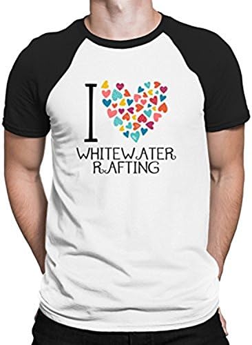 SANAKB I love Whitewater Rafting colorful hearts Raglan T-Shirt Medium