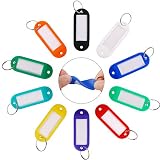 InterUS 50 Pack Key Tags, Plastic ID Labels Tags with Split Ring Label Window, Assorted Colors