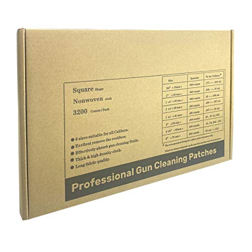 Gun Cleaning Patches Non Woven Cloth Square 8 calibers in 1 Pack 3200 Counts Blister Tray Pistol