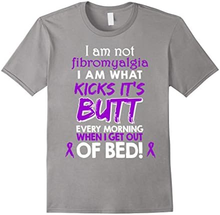 Fibromyalgia Awareness T-Shirt "Kick Butt" Fibro Tee - Male Large - Slate