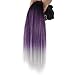 BE 3 Pieces Syntheitc Brazilain Straight Ombre Gray Color 14inch Yaki Synthetic Hair Mix with Human Hair Weave Extensions(ombre gray) (black purple grey)
