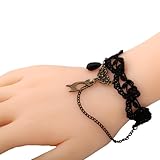 Yazilind Jewelry Lace Bracelet Ring Elegant Resin Stone Pendant Fashion Black Lace Chain Bracelet Jewelry