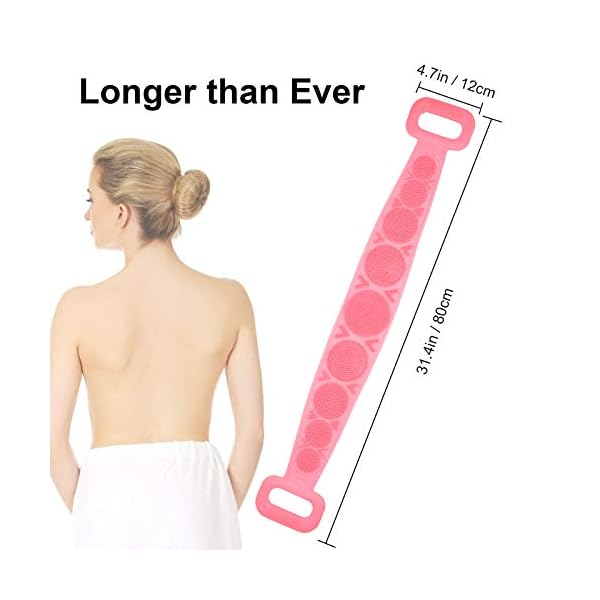 DEHUA 80CM Shower Brush Body Brush Exfoliating Silicone Body Scrubber Belt for Men and Women Body Cleaning,Spa Massage…