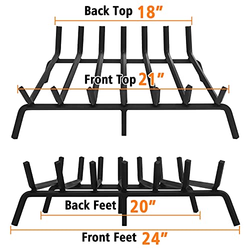 MCKE Fireplace Grate 24 inch Heavy Duty Solid Steel Fireplace Log