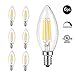 Aogist 4W Dimmable Sapphire LED Filament Candle Light Bulb, 2700K Warm White 400LM, E12 Candelabra Base Lamp, C11 High Light Efficiency, 40W Incandescent Replacement,UL-Listed, 6 Pack