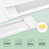 muzha 4 Packs LED Batten Lights 50W 4000K 5000lm PC Body 5ft Low Profile view 7