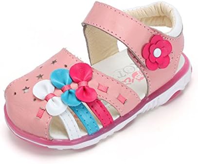 Nasbach Toddler Sandals for Girl Leather Shoes with Bowknot Pink 15/inside length: 4.53" /11.5cm