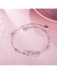 Billie Bijoux - Pulsera de plata de ley 925 con símbolo de amor infinito y brazalete grande ajustable, regalo para el día de la madre