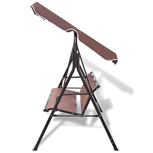 CASTLOVE Hollywoodschaukel mit Dach Kaffeebraun – Bild 4