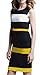HOMEYEE Women's Voguish Colorblock Stripe Pencil Dress B275 (L, Yellow + White + Black)