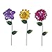 Topadorn 3 Pack Floral Garden Stake Outdoor Glow in Dark Plant Pick Waterproof Metal Flower Spring Decorations Lawn Yard Patio Art Stakes, Ornaments Gift for Garden Lovers