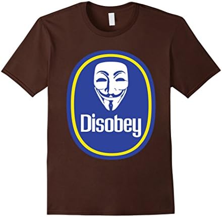Mens Internet "Anonymous Disobey" T-Shirt Medium Brown