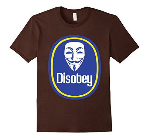 Mens Internet "Anonymous Disobey" T-Shirt Medium Brown