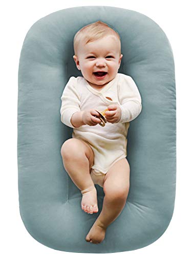 Snuggle Me Organic Bare | Baby Lounger & Infant Floor Seat | Newborn Essentials | Organic Cotton, Fiberfill | Slate