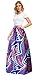 Afibi Women African Printed Casual Maxi Skirt Flared Skirt A Line Long Skirts with Pockets (Medium, Pattern 5)