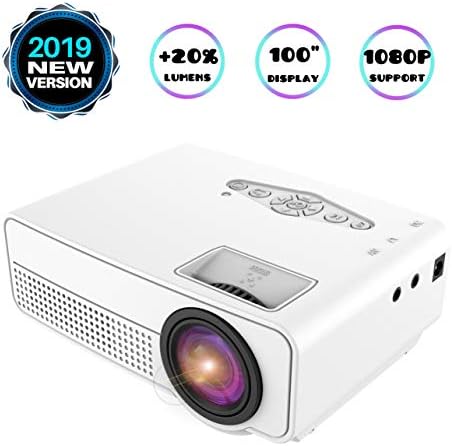 Projector, Mini Projector, Upgraded 2600 Lux Video Projector with 100 Inch 1080P Support, Upgraded Lamp Life, Supports HDMI AV USB TF Devices, Home Theater Projector