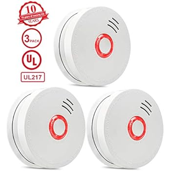 Smoke and Fire Alarm,3 Packs Photoelectric Smoke Alarm with Light Sound Warning 9V Battery (Included) Powered Fire Safety for Home Hotel School etc Passed ...
