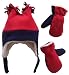 N'Ice Caps Boys Sherpa Lined Micro Fleece Four Corner Ski Hat and Mitten Set (2-3yrs, Navy/Red)