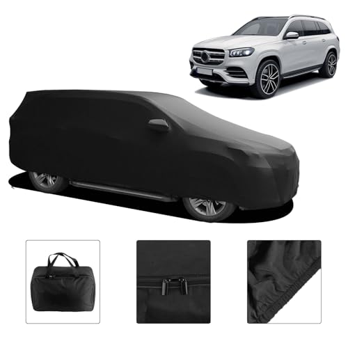 TECTICO Car Cover SUV Elastic Breathable Stretch Soft Dust Protection Universal Car Cover for Indoor Garage, 4.5-4.75 Metres, Black