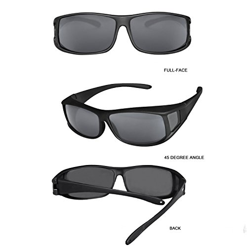 Solar Shield Fits over Glass Sunglasses for Driving Flying Boating Fishing and Snowing by Yonovo,Smoke - Thumbnail 2