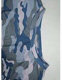 Ruiyige - Vestido de manga corta con estampado de camuflaje, cuello redondo, cintura elástica