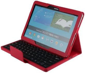 TPCROMEER Samsung Galaxy Tab Pro 12.2 & Samsung Galaxy Note Pro P900 P901 12.2" Portable Folio PU Leather Case Cover with Removable Wireless Bluetooth Keyboard - Red