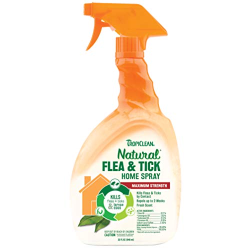 TropiClean Natural Flea and Tick Home Spray For Dogs, 32oz - Made in USA
