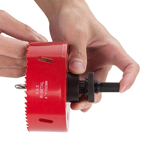 ABuff 4 inch 100 mm Hole Saw with Arbor, Heavy Duty 38mm Depth BiMetal