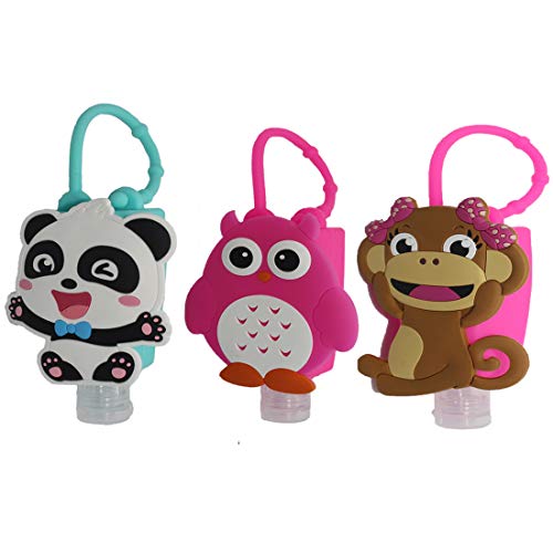 Yelis Handbag Pendant with 50ml Portable Liquid Container, Cute Animal Silicone Key Chain Key Ring Child Pendant (Owl)