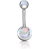 ZYTAIJEW Hypoallergenic 14G 10mm G23 Pure Titanium Internally Threaded Belly Button Rings Petite Navel Ring for Women Body Piercing Jewelry Colorful CZ ASTM F136 Belly Bars
