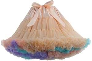 PhilaeEC Women's Elastic Chiffon Petticoat Puffy Tutu Tulle Skirt Princess Ballet Dance Pettiskirts Underskirt Multi-Layer