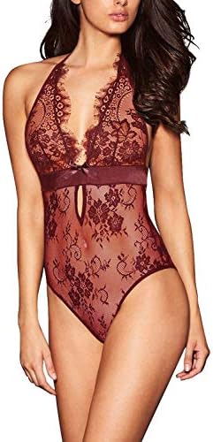 HPYLove Womens Lingerie Halter Chemises Strappy Teddy Bodysuit Babydoll Nightwear