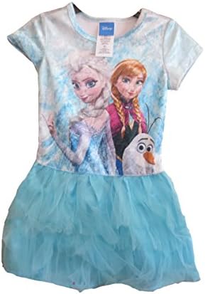 Frozen Dresses for Girls - Officially Licensed Disney Frozen Grils Teal Crushed Velvet 'Sisters Forever' Dress (Medium)