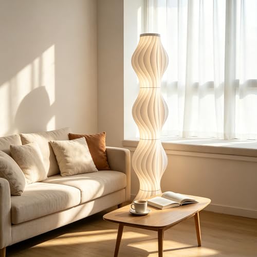Vrygle Floor Lamp Living Room Acrylic LED 3 Temperatures Colour 170 cm | 3 Color Temperature LED Strip Light 3000K/4000K/6000K Unique Artistic Design for Living Room Bedroom Office White