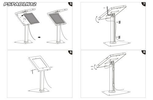 Pyle Anti-Theft Tablet Security Stand Kiosk - Aluminum Metal Countertop Desktop Desk Table Mount Tablet Case Holder w/ 14 Inch Pole, Tilt Adjustable, Designed for iPad 2 3 4 Air Tablets PSPADLK12