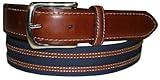 IZOD Mens Canvas & Leather Inlaid Belt