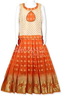 Silk Cotton Festive Pavadai Set - Kids Silk Lehenga - KBV2OR