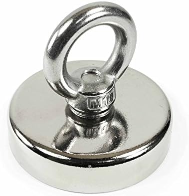 Magnetic hook by SUITECH -Neodymium Magnet with Countersunk Hole and Eyebolt (75 mm)