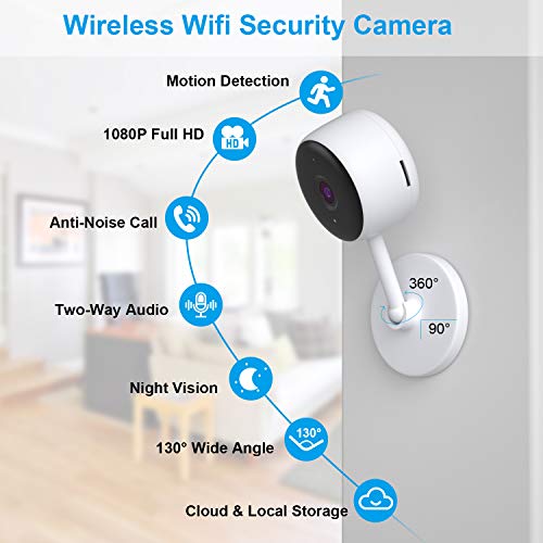 Home security camera,Baby monitor,Smart wifi ip camera 1080P,Indoor outdoor security camera wireless surveillance camera with night vision,2-Way Audio,video camera monitor for Baby/Pet Alexa Support