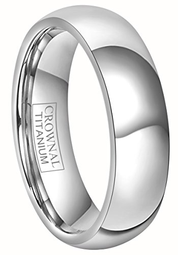 Crownal 4mm 6mm 8mm Titanium Wedding Couple Bands Rings Men Women Dome Polished Engraved"I Love You" Comfort Fit Size 4 To 16 (6mm,9.5)