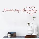 Iuhan Never Stop Dreaming Removable Art Vinyl Mural Home Room Decor Wall Stickers (Red)