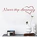 Iuhan Never Stop Dreaming Removable Art Vinyl Mural Home Room Decor Wall Stickers (Red)