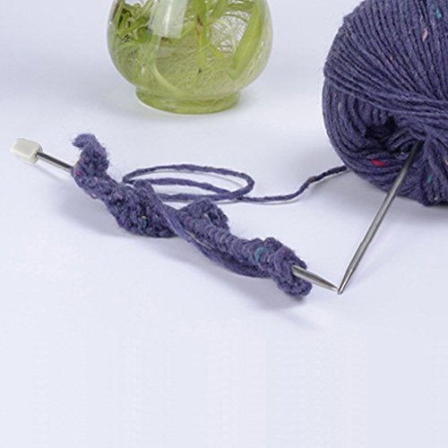 Wartoon 25cm Stainless Steel Hollow Single Pointed Knitting Needle Sweater Staight Needle in Different Sizes(11pirs,22pcs,10 inches Length) with Row Counter Plastic Locking Stitch Makers Scissors