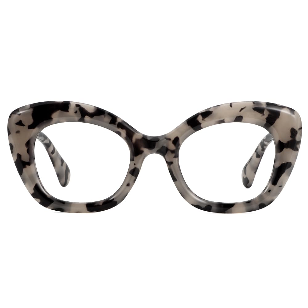 JiSoo Oversized Reading Glasses 2.5 Women Cat Eye Funky Readers Glasses, Large Ladies Reading Glasses 2.5+, Tortoise Grey