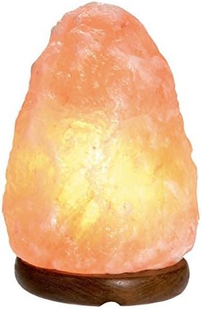 KHEWRA Hand Carved Natural Crystal Air Purifying Himalayan Salt Lamp on Wood Base with UL-approved Cord and 15-Watt Light Bulb (9 to 10 inch, 9 to 12 lbs) by KHEWRA